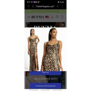 SHO Leopard Print Sequins on Mesh Slip Dress Style Gown, Scoop Neck,  Draped Fro